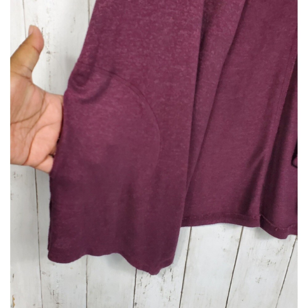 Style & Co Cardigan Sweater Womens Medium Burgundy Duster Open Front Pockets - Picture 7 of 11
